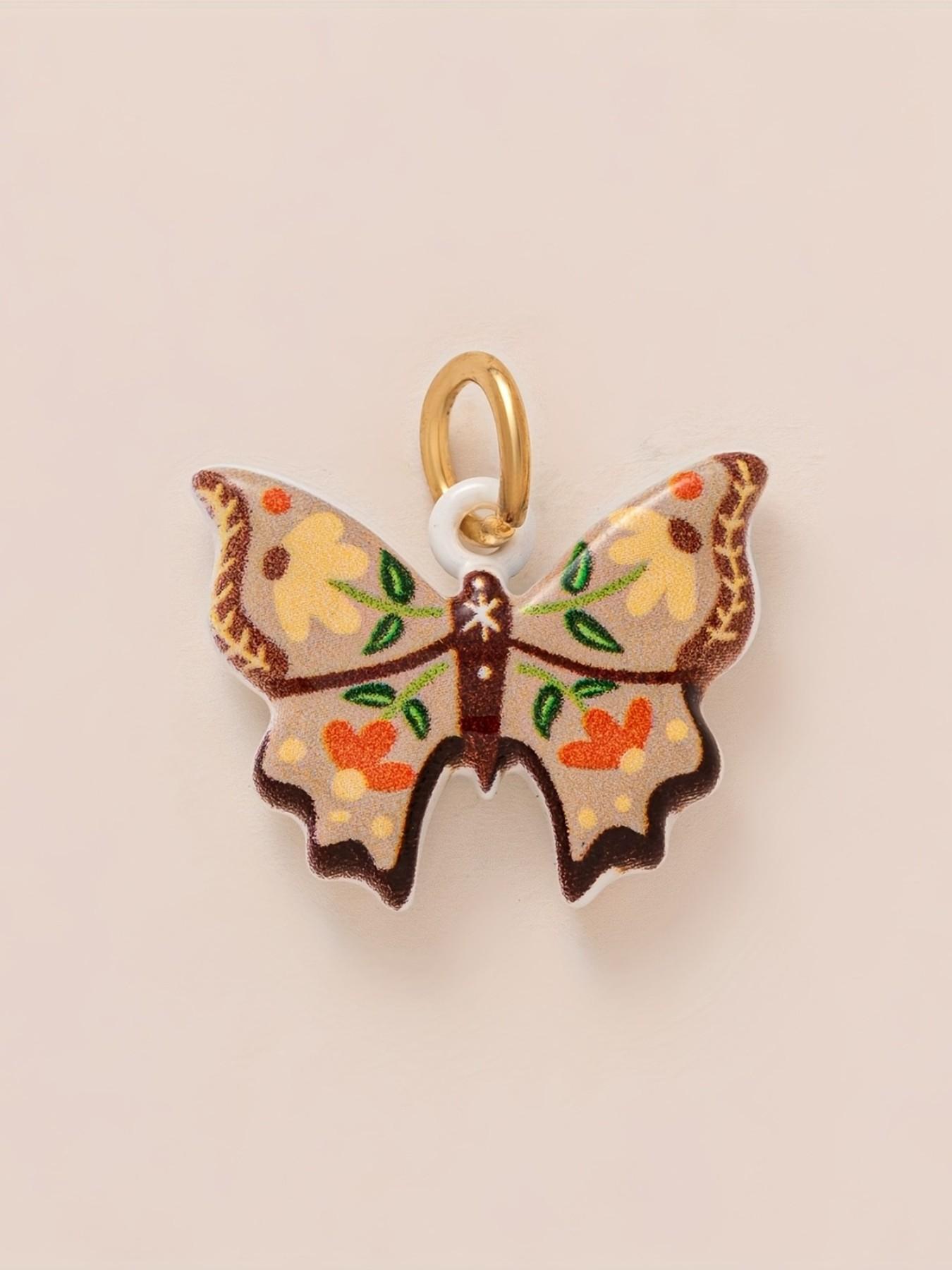 1PC Fashionable Minimalist Commute Versatile Style Pendant, Drop Painted, Strawberry, Ice Cream, Small Flower Heart, Lemon, Butterfly, Mushroom, Food Series Pendant, DIY Fashion Accessories for Keychains, Bags, and Jewelry