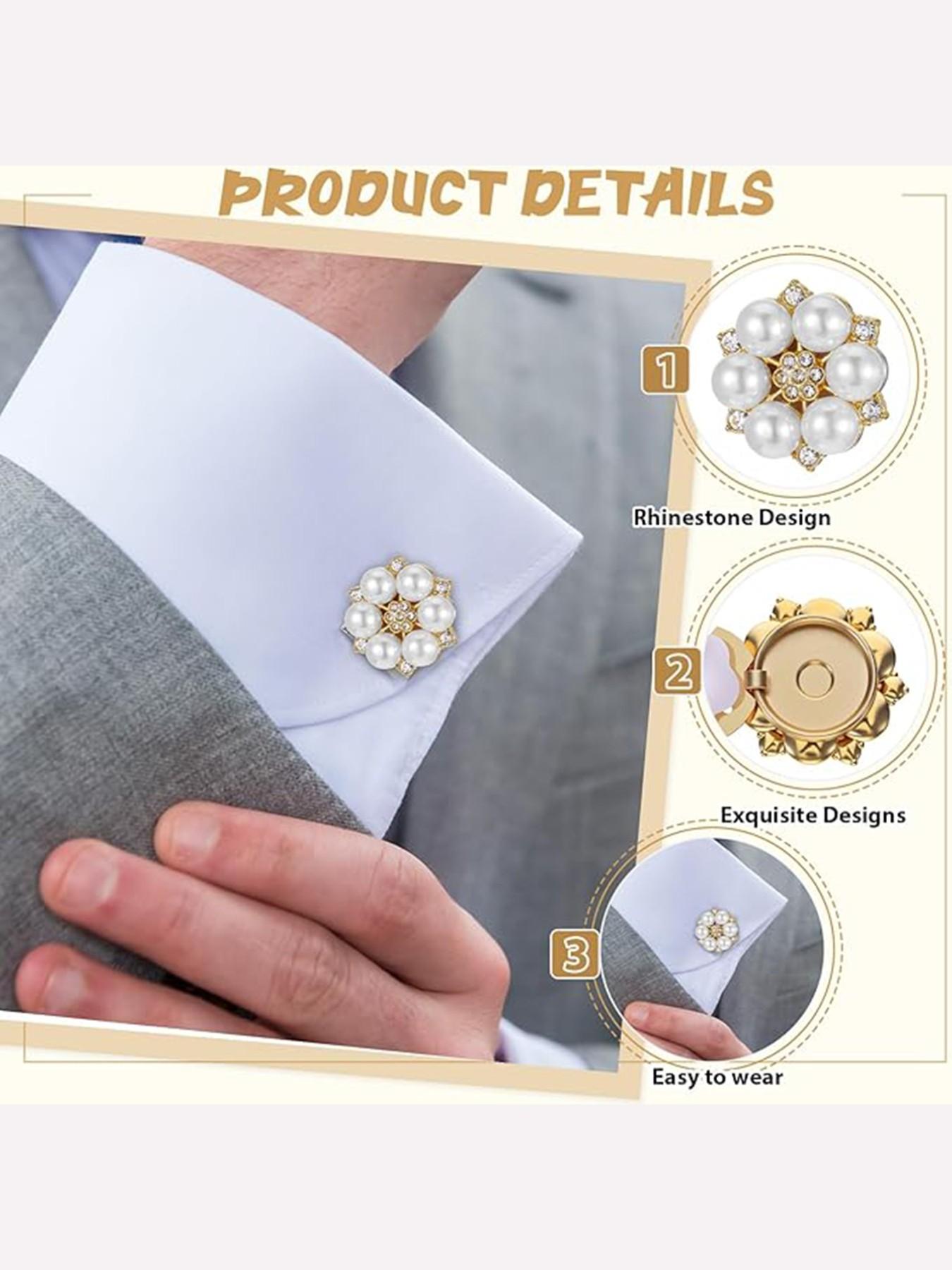 Elegant Imitation Pearl Button Set, Crystal Lapel Buttons, Dress-Up Accessories, Perfect for Holidays & Gifts