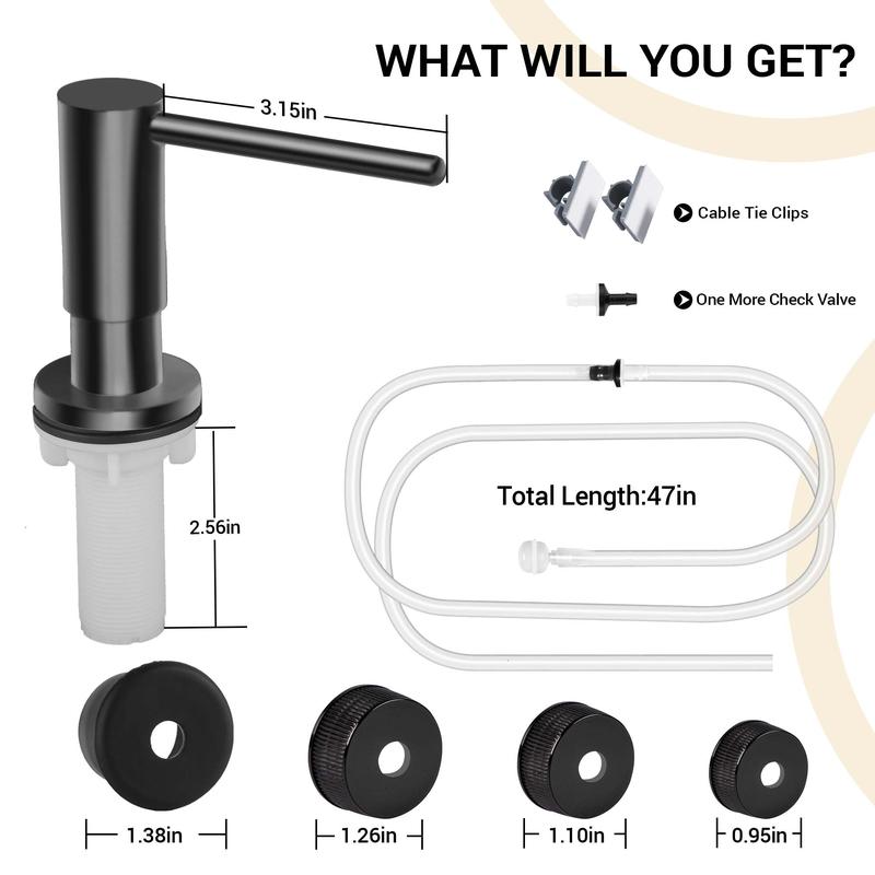 Kitchen Hack - Sink Soap Dispenser Tube Kit, with 47" Tube Hose and Check Valve for Prevent Backflow for Countertop Dispensador De Jabon de Cocina Kitchen Sink Accessories Home Goods Water White Silicone Bottle Container Installation Pump Outdoorfun