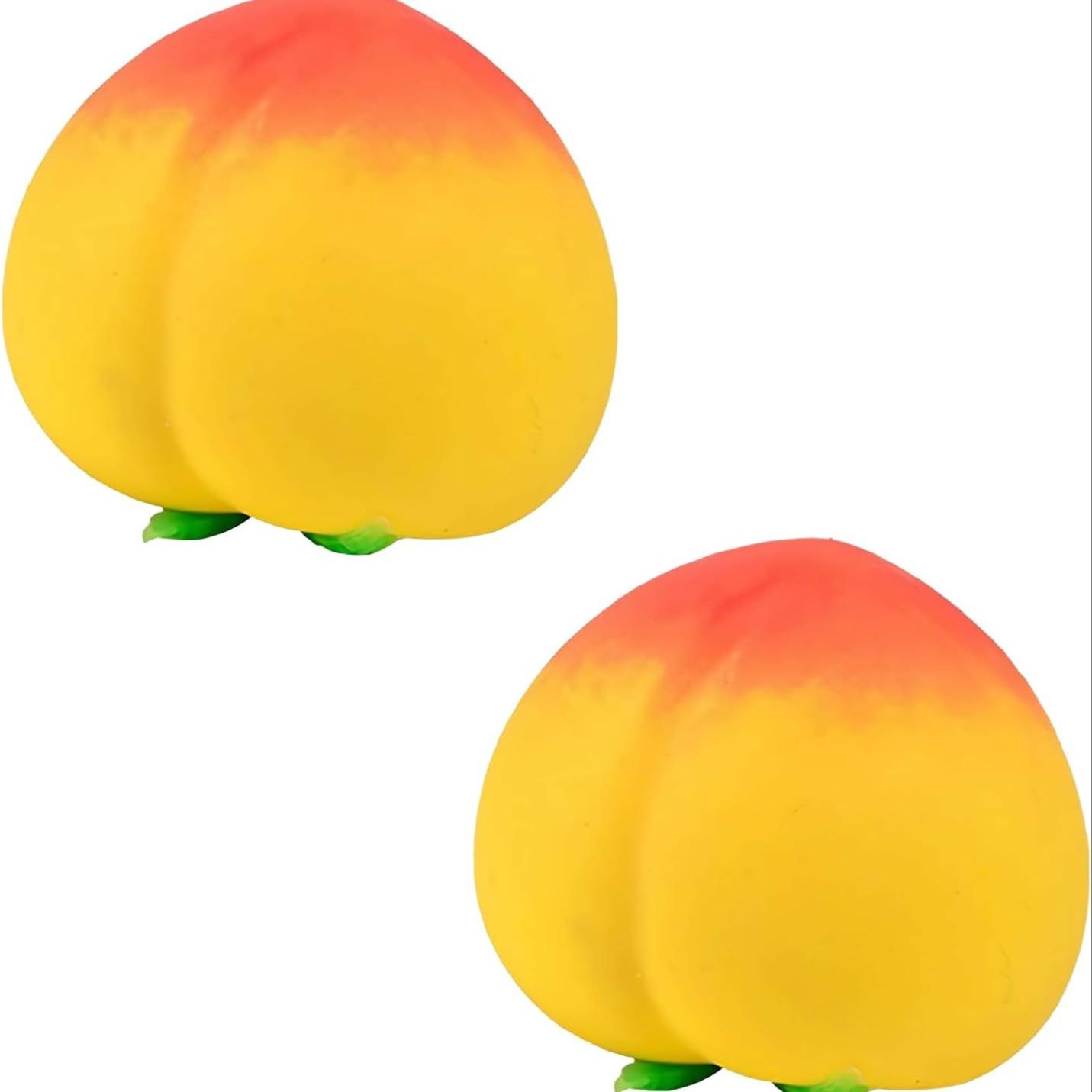 2PCS Peach Squishies Slow Rising Stress Relief Toy, Realistic Peach Shaped Fruit Squeezable Balls, Big Squeezable Peaches, Soft Flexible Fidget Toys Decompression Gift for Adults