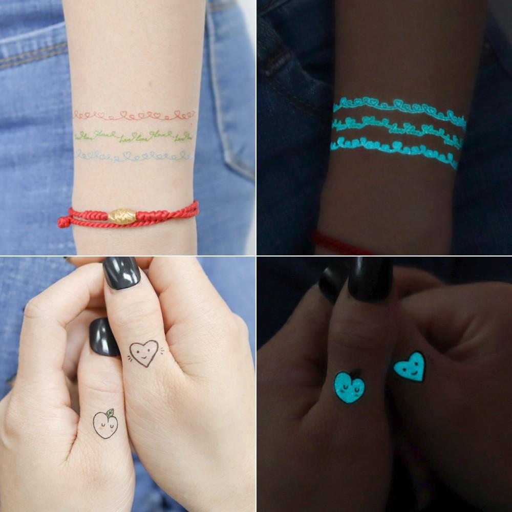 12 Pcs Glow-in-the-Dark Temporary Tattoos | Waterproof Y2K Finger Tattoos, Moon Star Wing Butterfly Flower Designs, Long Lasting 2-5 Days, Body Decorations for Music Festivals, Parties, Prom & Holidays