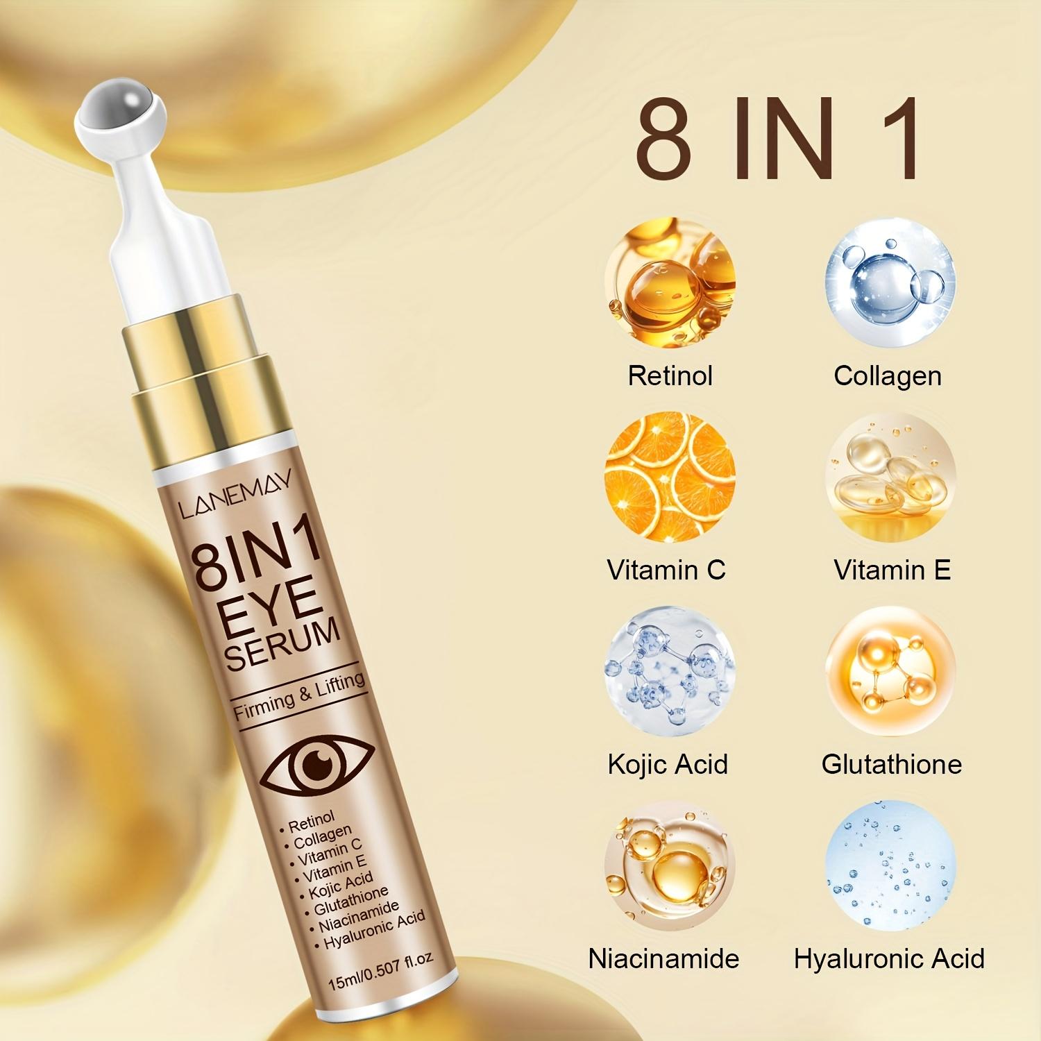 8-In-1 Eye Serum Balm, Firming & Deep Hydration, Moisturizing, Smooth Texture, 360° Roller Massager, Contains Retinol Collagen Niacinamide Ha