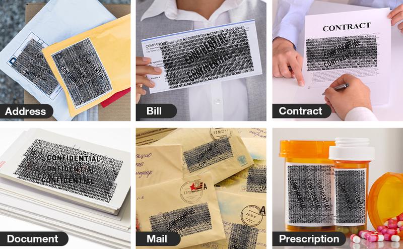 2 Pack Identity Theft Protection Roller Stamp Privacy Security ID Police Stamp for Blocking Out Address Bills Confidential Info 100m Long Lasting Ink Roller for Home Office Use - Direct Thermal Labels