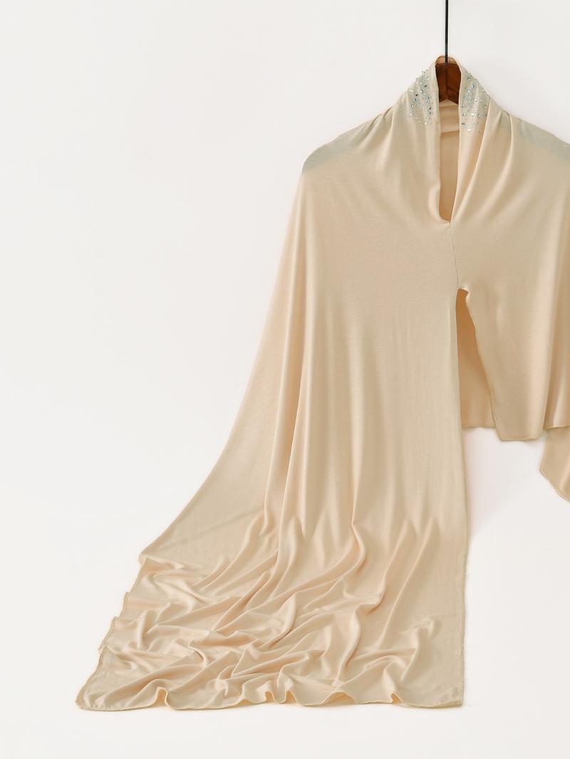 Women's Solid Color Rhinestone Decor Khimar, Modest Hijab, Modest Fashionable Headscarf for Daily Wear, Casual Soft Comfortable Headscarf for Women