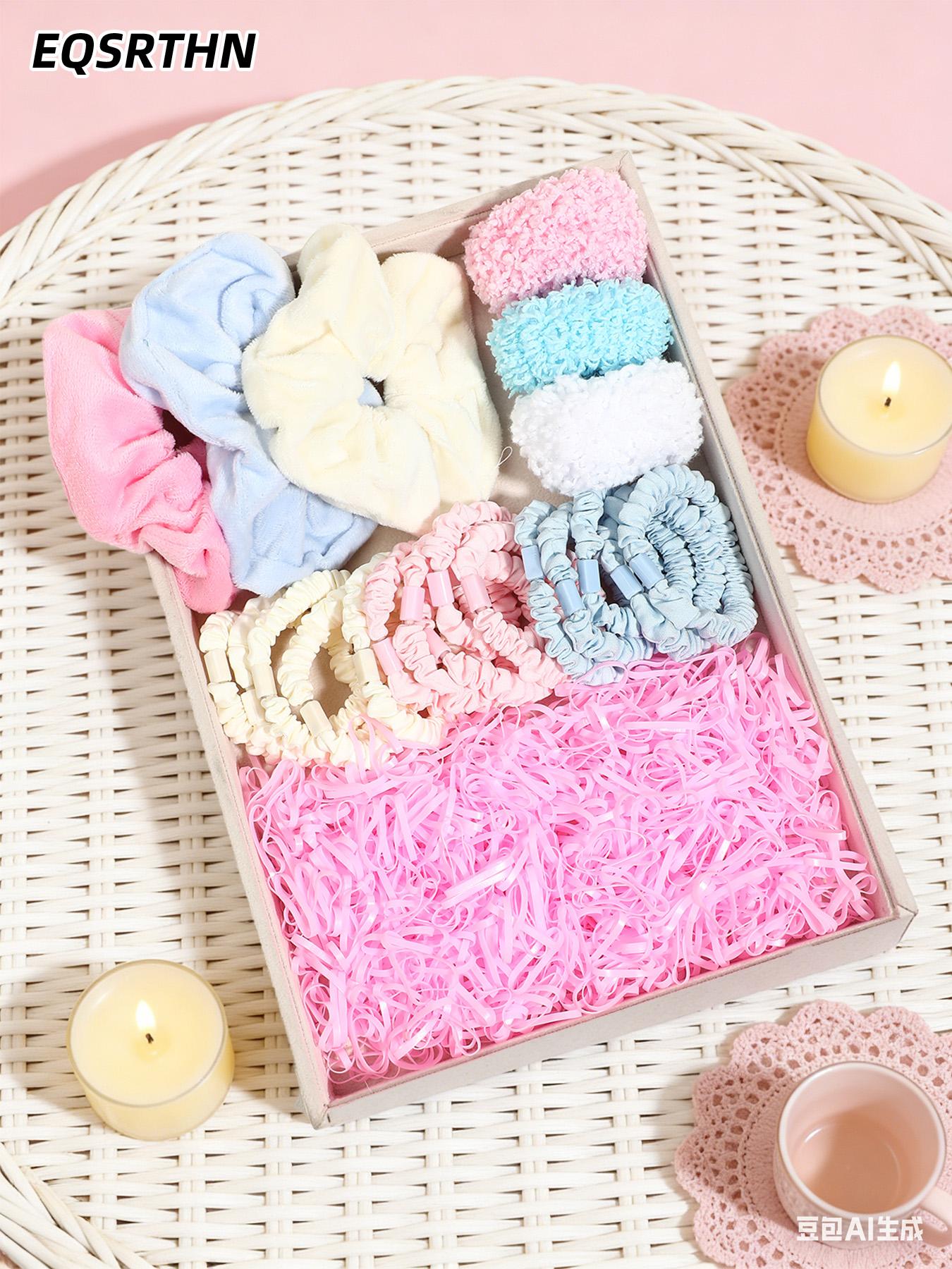 1021pcs Sweet Fantasy Girl's Wind Hair Accessories Set Large Intestine Hair Ring Small Intestine Hair Ring Small Rubber Tendons Suitable for All Daily Hairstyles Korean Dopamine Aesthetic High Elasticity Not Harm Hair Strong Non-slip Not Lean Hair Suitabl