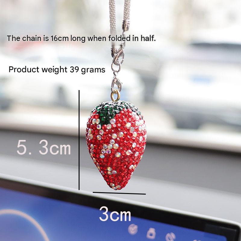Bling Rhinestone Strawberry Cherry Car Hanging Ornament Sparkling Crystal Fruit Rearview Mirror Charm Aesthetic Car Interior Decor Accessories for Women Girls Bling Rhinestone Strawberry Cherry Car Hanging Ornament Sparkling Crystal Fruit Rearview Mirror Charm Aesthetic Car Interior Decor Accessories for Women Girls