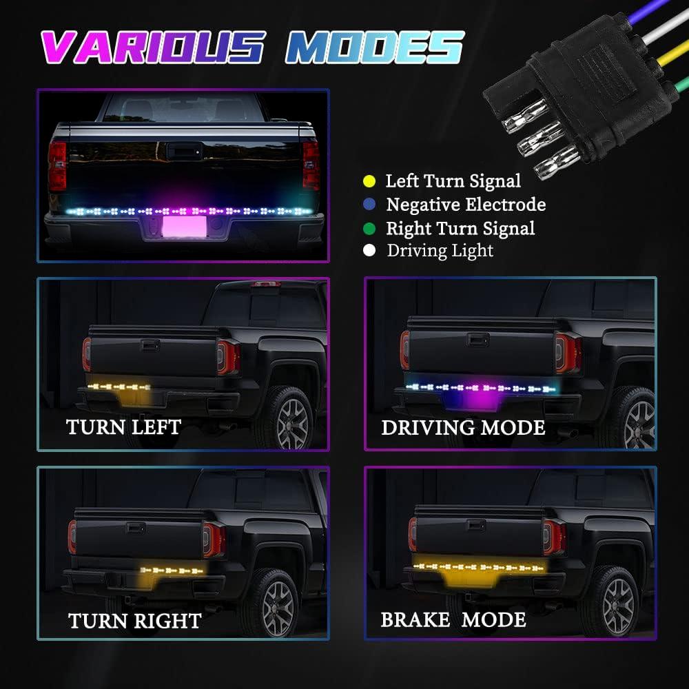Dynamic Fishbone Tailgate Light Bar, 60 Inch LED Light Bar, Light Strip Brake Running Sequential Turn Signal Strip for Pickup, Trailer, SUV, RV, VAN, Led Car Lights