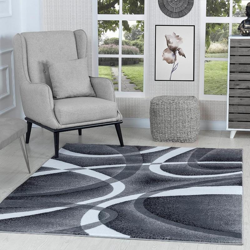 Modern Abstract Curved Line Geometric Flannel Area Rug - Yellow Grey White Contemporary Print Soft Mat for Living Room, Non-Slip Minimalist Home Decor#AbstractCurveRug #GeometricContemporaryMat #MinimalistHomeDecor #YellowGreyCarpet #NonSlipFlannelRug