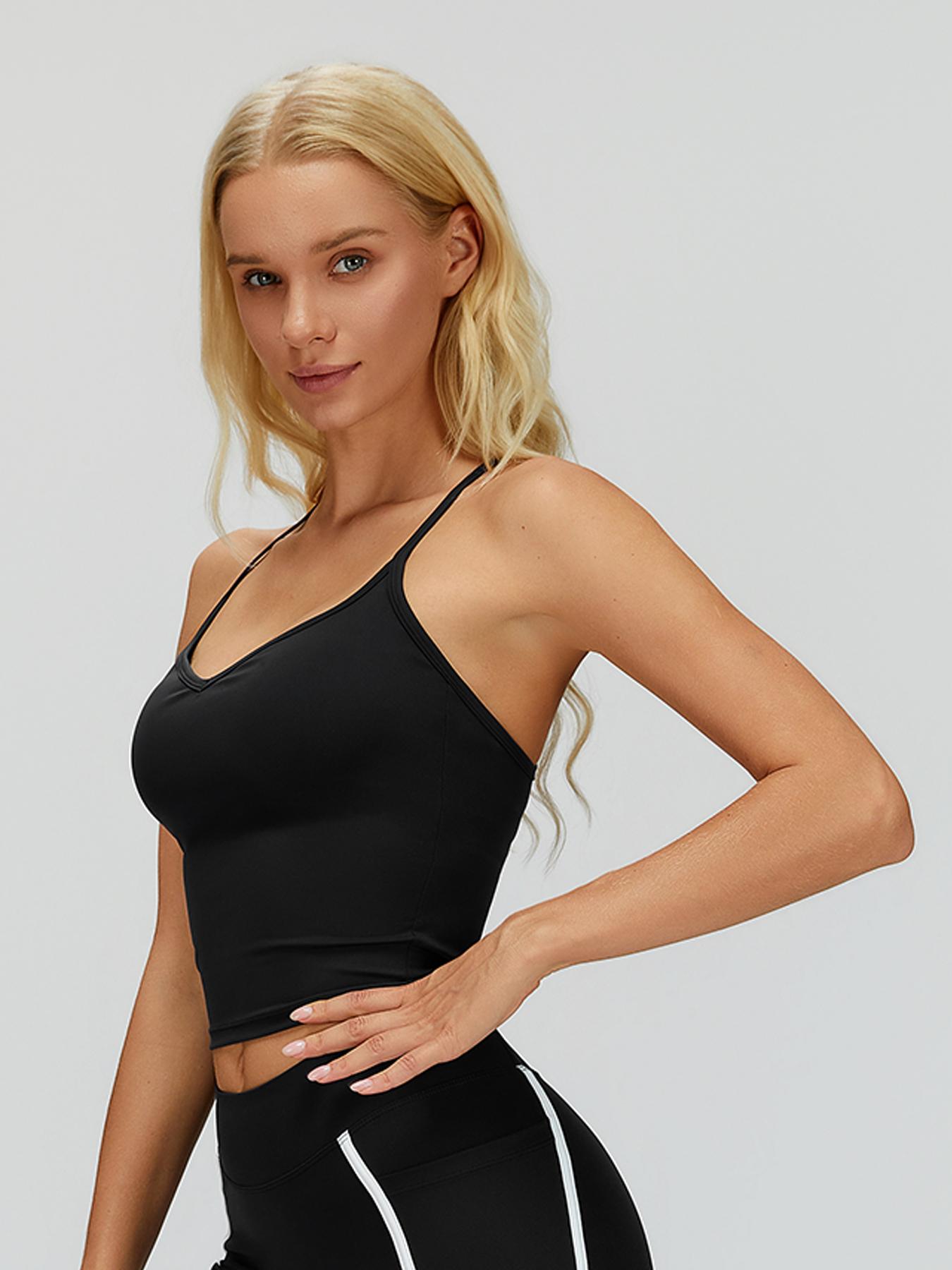 Crossback Yoga Tank Top, Seamless Design, Tight-Fitting Gym Sports Bra, Ideal for Running & Outdoor Activities, Women's Fitness Wear