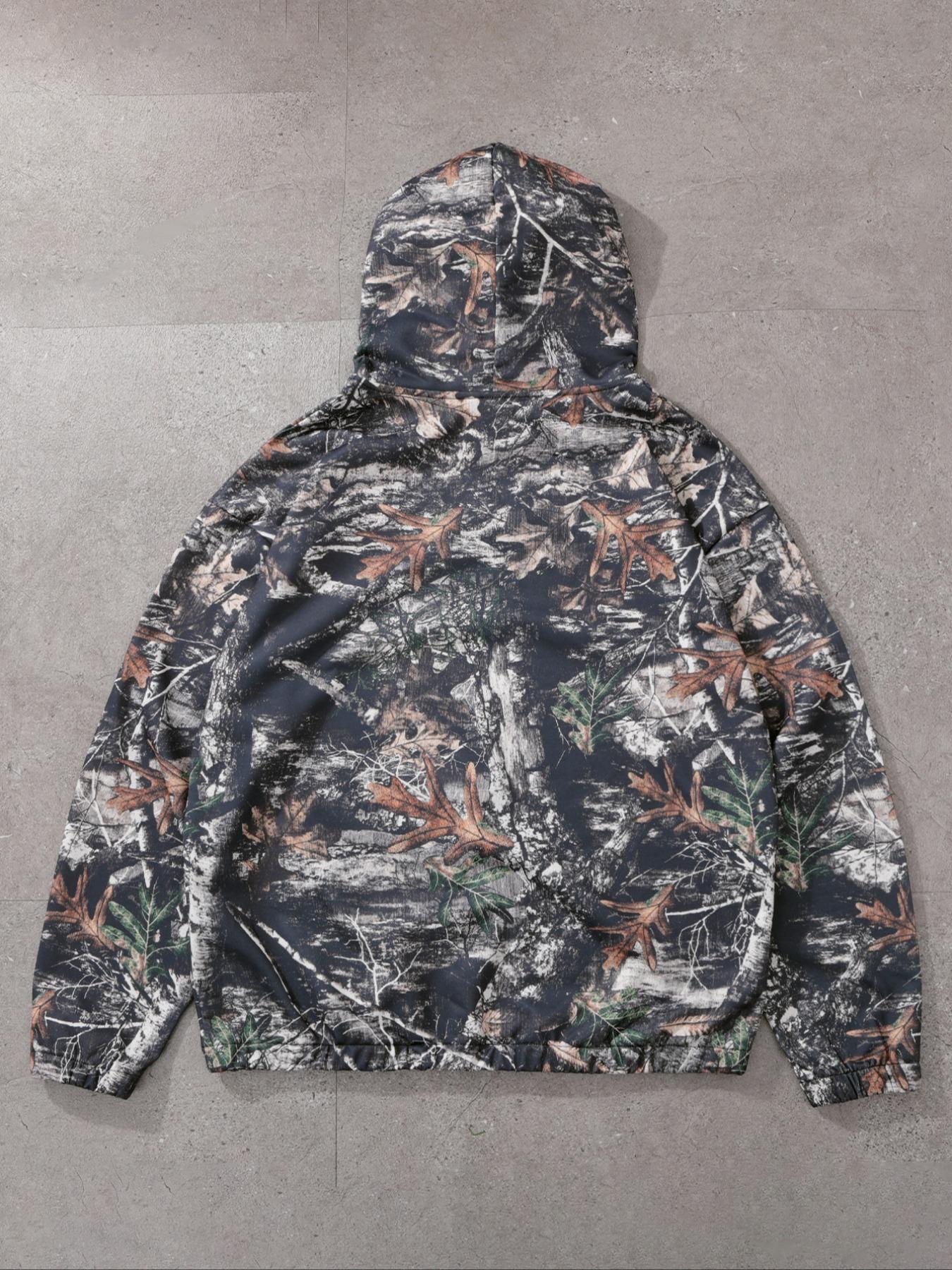 Men's Camo Print Hoodie, Regular Fit Casual Letter Print Long Sleeve Hooded Sweatshirt for Fall & Winter, Men's Top for Daily Wear