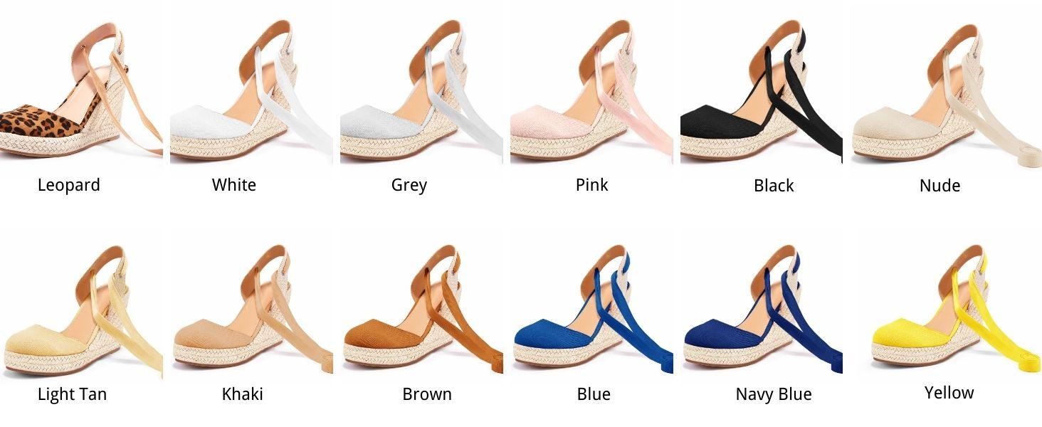 Coutgo Women's Espadrilles Wedge Sandals Platform Closed Toe Ankle Strap Lace Up Summer Shoes