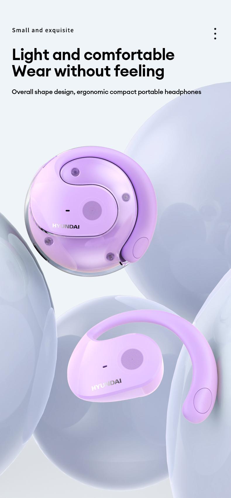 HYUNDAI T26 PRO Audio Earbud Wireless Bluetooth 5.4 Stereo Headset, Chargeable & Automatic Connection, Noise Reduction, Waterproof Sport Headphones for Music & Calls