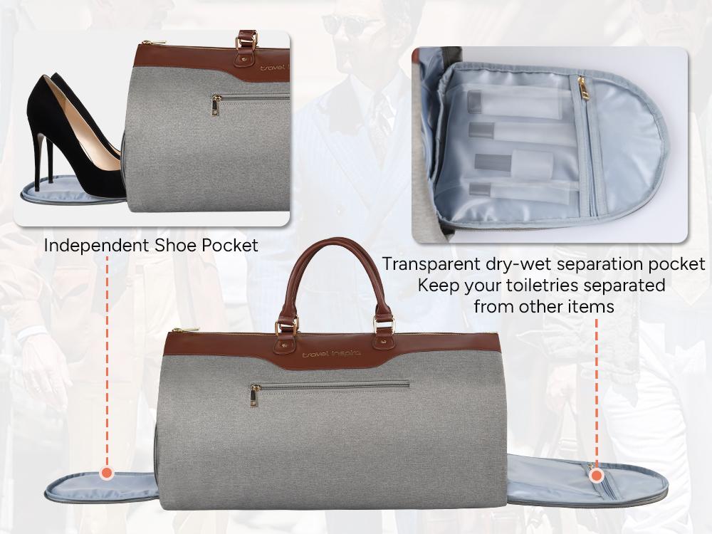 travel inspira Convertible Garment Bag with Shoulder Strap, Carry on Garment Duffel Bag for Women Men- 2 in 1 Hanging Suitcase Suit Travel Bags with Shoe Pouch travel inspira Convertible Garment Bag with Shoulder Strap, Carry on Garment Duffel Bag for Women Men- 2 in 1 Hanging Suitcase Suit Travel Bags with Shoe Pouch