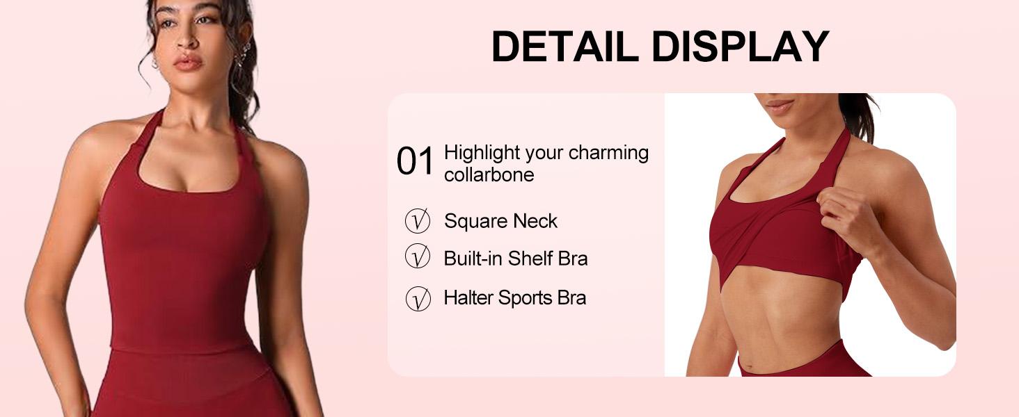 BBFIRA Halter Backless Sports Tank Top Workout Sets for Women 2 Piece, Gym Outfits Seamless Halter Backless Crop Top Scrunch Bum Shorts Tracksuit  Women's 2 Piece Workout Set Backless Halter Top & Scrunch Butt Lift Shorts Seamless Sporty Clothes SpringS