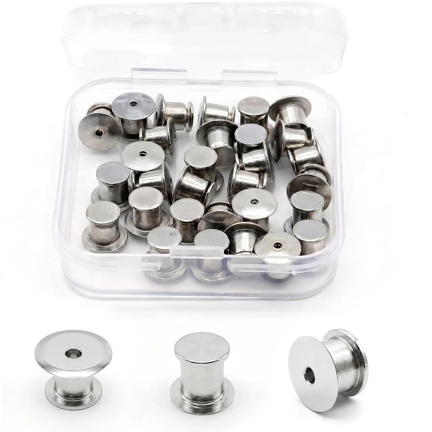 30 Pin Backs Locking,Metal Pin Backs,0.4 Inch Locking Pin Keepers Backs,with Tool-Free Spring Design,Anti-Loss No Slip Grip for Badge,Hats, Clothes Brooch Lapel,Tie Tack,Clutch  Keepers