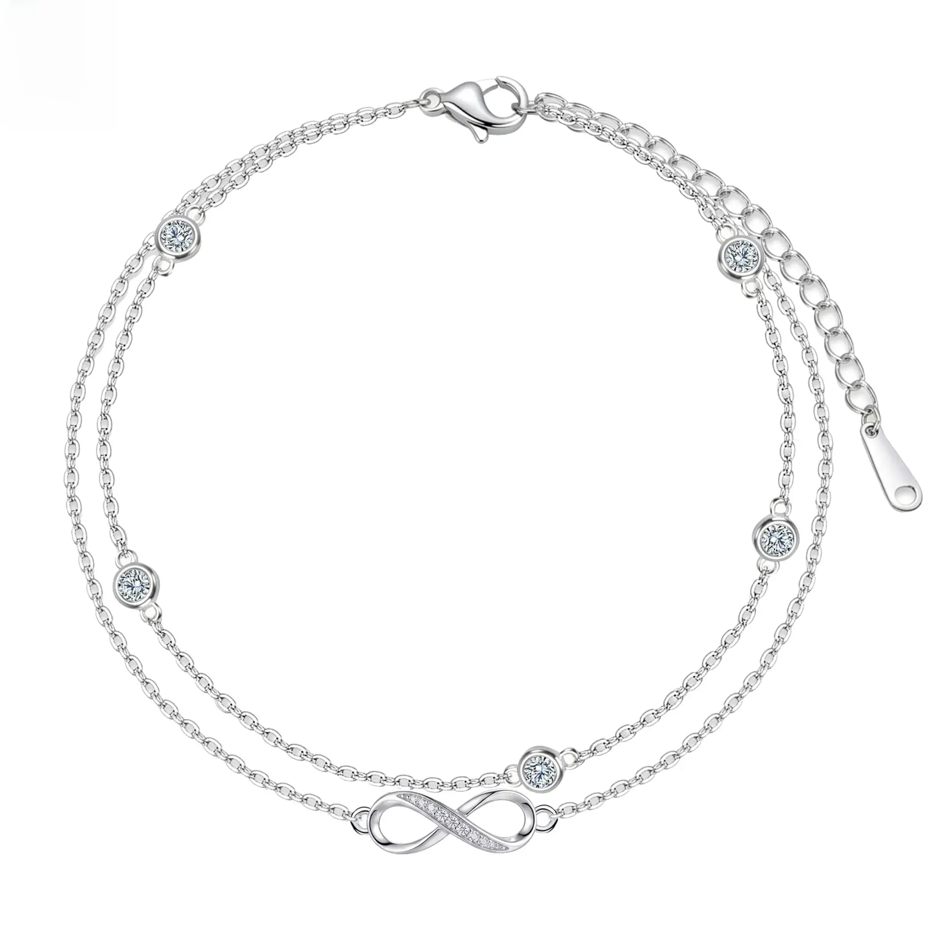 QUEENDO High-end Double-layer Infinity Symbol Lucky Bracelet, Simple Zirconia Jewelry, Versatile Gift, Light Luxury Design, Non-tarnish jewelry, gift for girlfriend, gifts for womengf gift gifts for women non tarnish jewelry