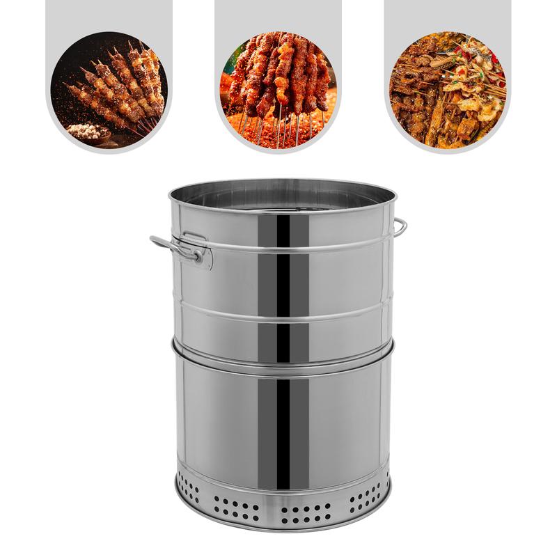 Portable Stainless Steel BBQ Grill for Outdoor Cooking with 50 Skewers Charcoal Camping Picnic Beach Party Barbecue Grill Set Accessories High Heat Resistant Modern Design Easy Assembly