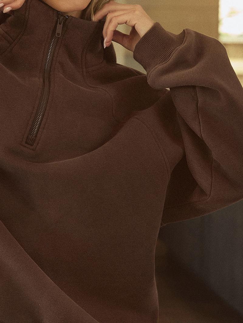 GLOWMODE Heavyweight Fleece Half-zip Oversized Hoodie Jacket Thick Thermal Warm Winter