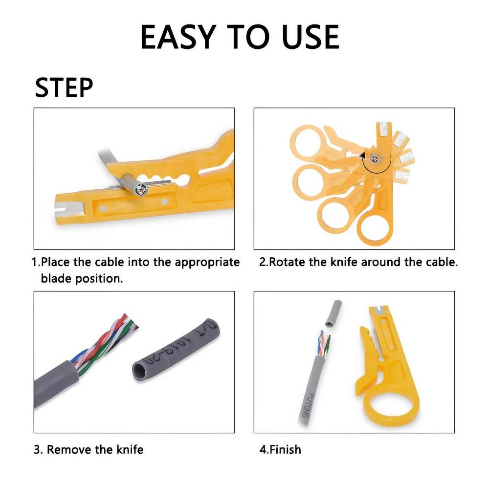 Multi-Function Cable Tool: Coax Crimper Stripper for RG59 RG6 RG7 RG11, Ethernet Cable CAT5 CAT6, Phone Line Repair Cutting Pliers