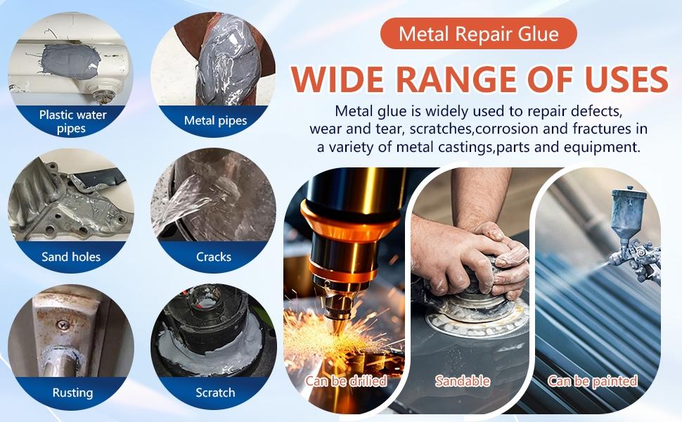 Enhanced Casting Glue, Metal Repair Glue, Casting Repair Glue, High Temperature Resistant Liquid Metal Welding Filler for Metal Casting  Defect, AB Glue New Semi, Strong Adhesion
