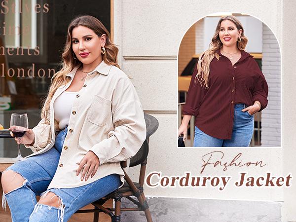 Plus Size Womens Corduroy Shirt Long Sleeve Button Down Shirts Fall Blouses Tops Casual Jacket Shacket Loose Fit Womenswear#US 2025 Deals for You Days Plus Size Womens Corduroy Shirt Long Sleeve Button Down Shirts Fall Blouses Tops Casual Jacket Shacket Loose Fit Womenswear#US 2025 Deals for You Days