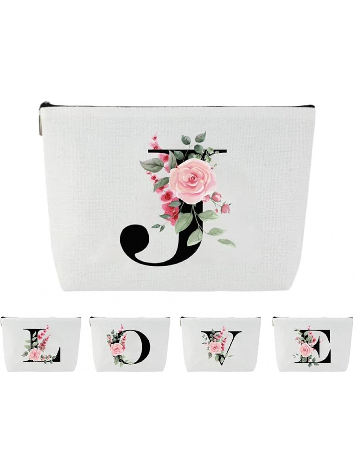 Blisswave Cosmetic Bag with Name, Personalised Cosmetic Bag from A to Z, High-Quality Metal Zip, Exquisite Print Design, Lined, Personalised Gifts for Women and Girls (White)