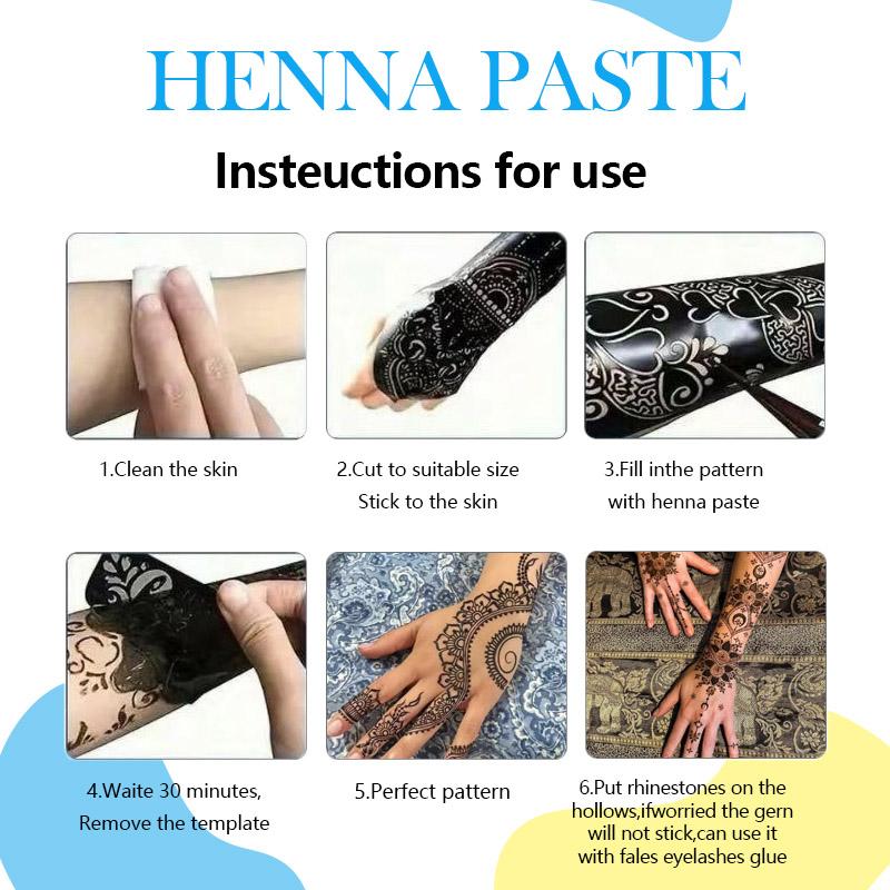 Henna Tattoo Kit(3 Cones,25g Each) Three templates are included Cosmetics Makeup Face Paint