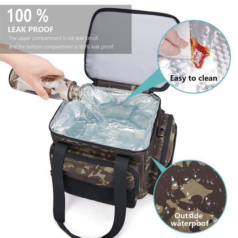 HSHRISH T09.Camouflage Lunch Bags Large Capacity Portable Leak-Proof Refrigerated Tote with Storage Bags for School College Kitchen American Flag Patch