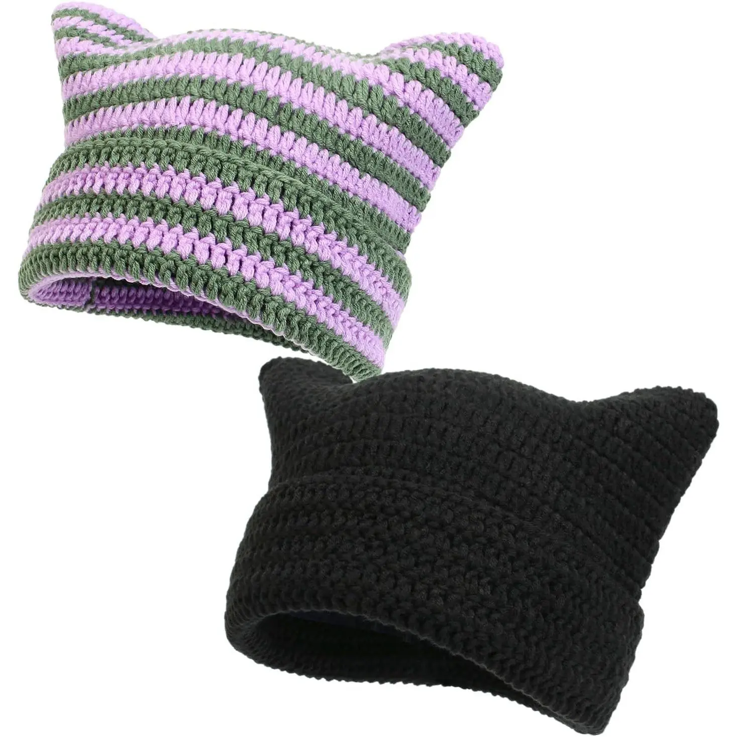 2pcs Purple Green & Black