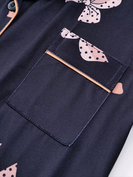 Women's Bow Print Pajama Set, Comfortable Sleepwear for All Seasons, Includes Top & Shorts/pants, Home Wear, Casual Nightwear