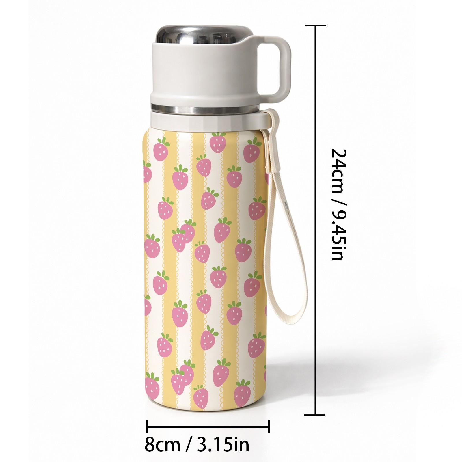 1 Pc Vacuum Mug, 600ml Thermal Mug, Double Wall Insulated Cup, Leak Proof Skinny Tumbler With Handle And Strap, 48 Hours Hot 24 Hours Cold, Portable Travel Mug For Coffee Tea Milk, Gift For Women Men Holiday Daily Use