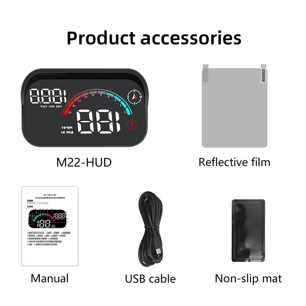 M22 Car Hud Display, Windshield Speedometer Projector, Digital GPS Speedometer, Speed and Over-Speed Display, Universal Front Screen, Car Speed Monitor