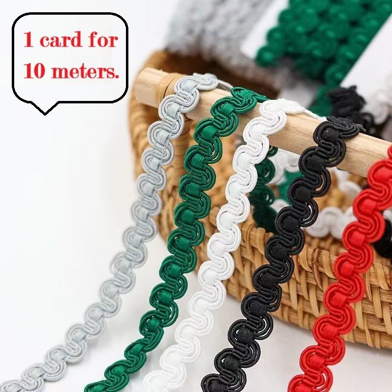 Multicolor S-Shaped Wave Trim Ribbon, 10m Long X 1cm Wide, Ideal for Clothing Curtains Pillows Sofa Edging Sewing Supplies