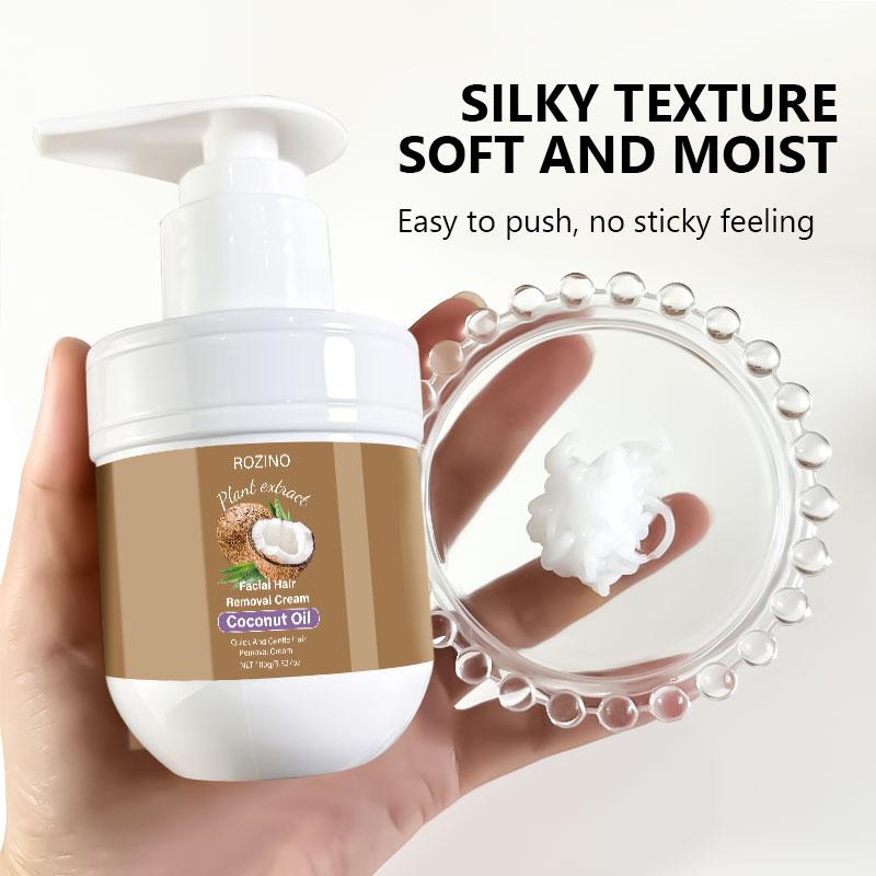 ROZINO Coconut Oil Hair Removal Cream - Gentle & Painless Full Body Depilatory for Face, Arms & Legs