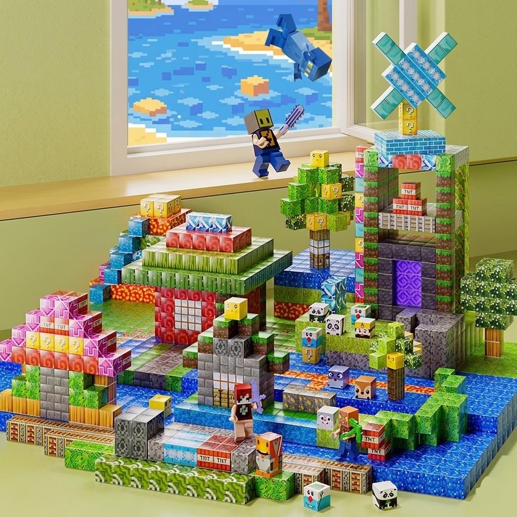 Magnetic Building Blocks 200/150/100 PCS - STEM Educational Toys for Kids 3-8 Years Old, Large Magnetic Tiles for Outdoor Play & Spatial Reasoning, Sensory Cube Set for Birthday Christmas Gift