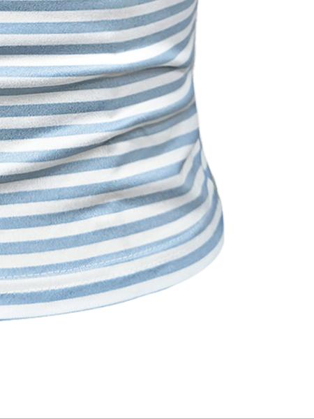 Women's Striped Print Ruched Crop Tube Top, Casual Strapless Cropped Top for Summer, Ladies Clothes for Daily Wear