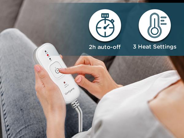 Comfytemp Heating Pad for Back, 22"x33" XXL Weighted Electric Neck Shoulders Heat Pad, 2H Auto-Off, Large Back Heated Wrap, Birthday Gifts for Women Men, Washable, Blue