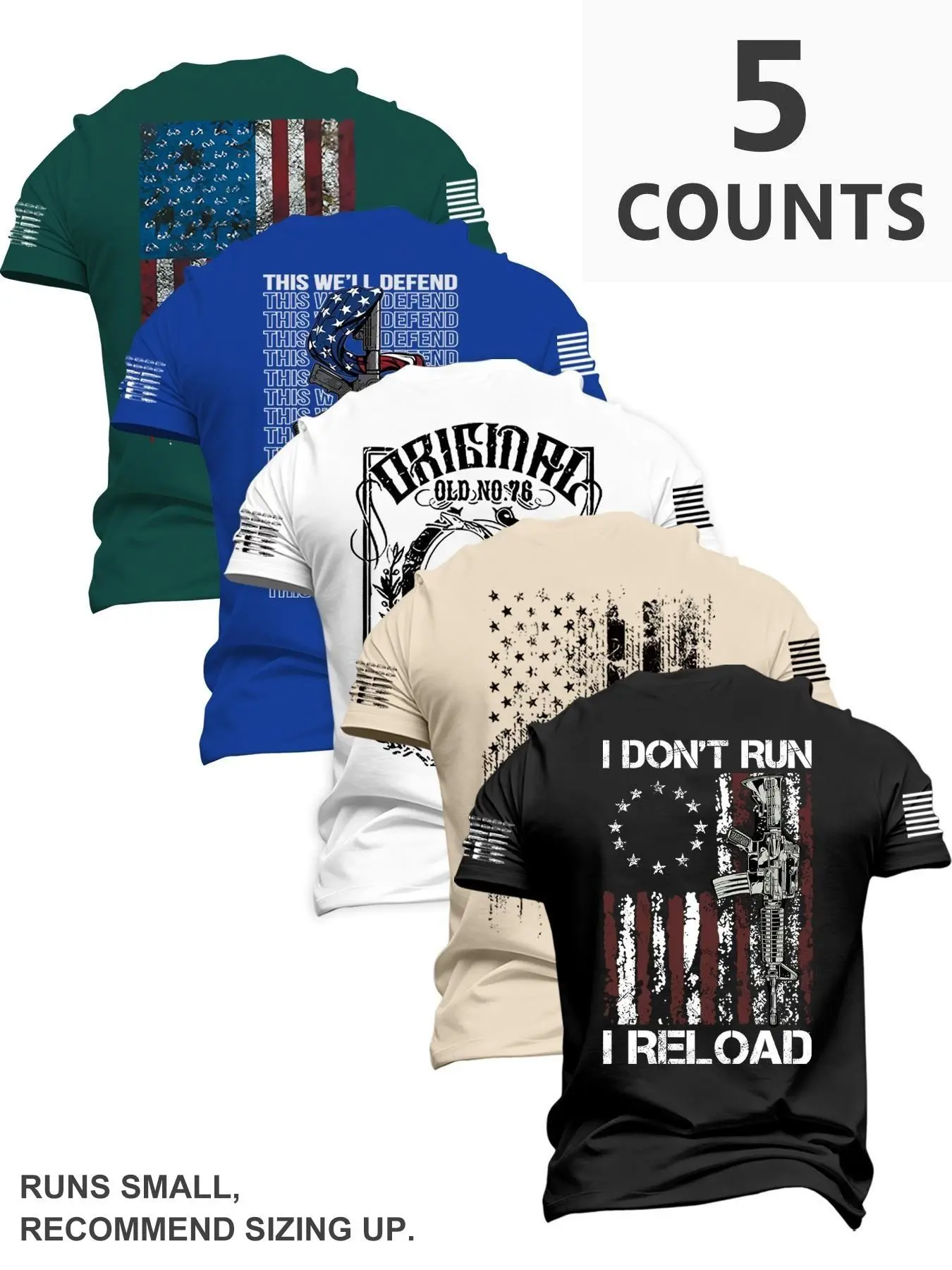 Men's Fashion Round Neck Casual Short Sleeve T-Shirt, Summer Comfortable Flag Print Outdoor Tee, Ideal for Daily Wear