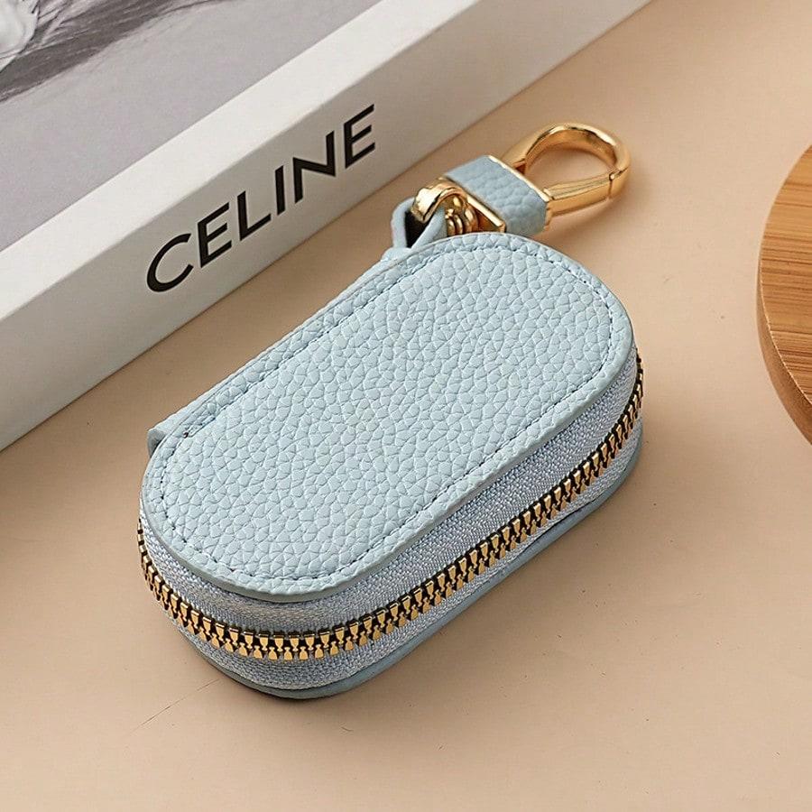 Women's Lychee Pattern Key Bag, Solid Color Design, Universal Fit, Large Capacity Storage, Ideal for Daily Use & Organizing Keys