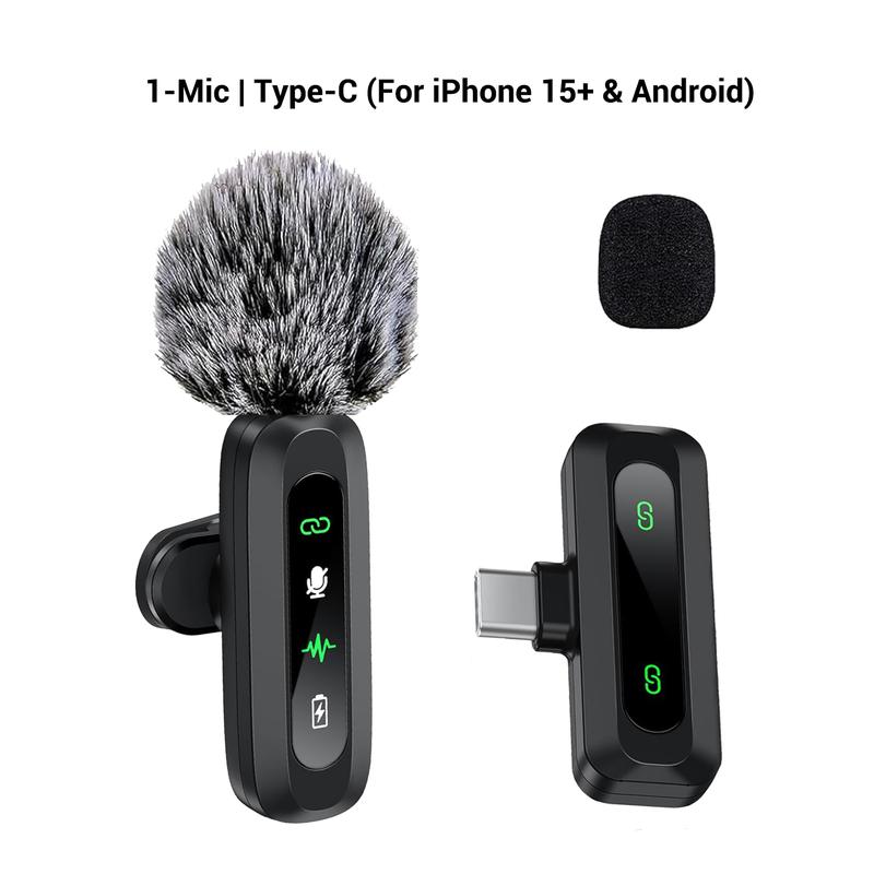 Wireless Microphone, Professional Lapel Mic for iPhone and Android, Wireless Microphone for Video Recording, Teaching, Interviews and Podcasts