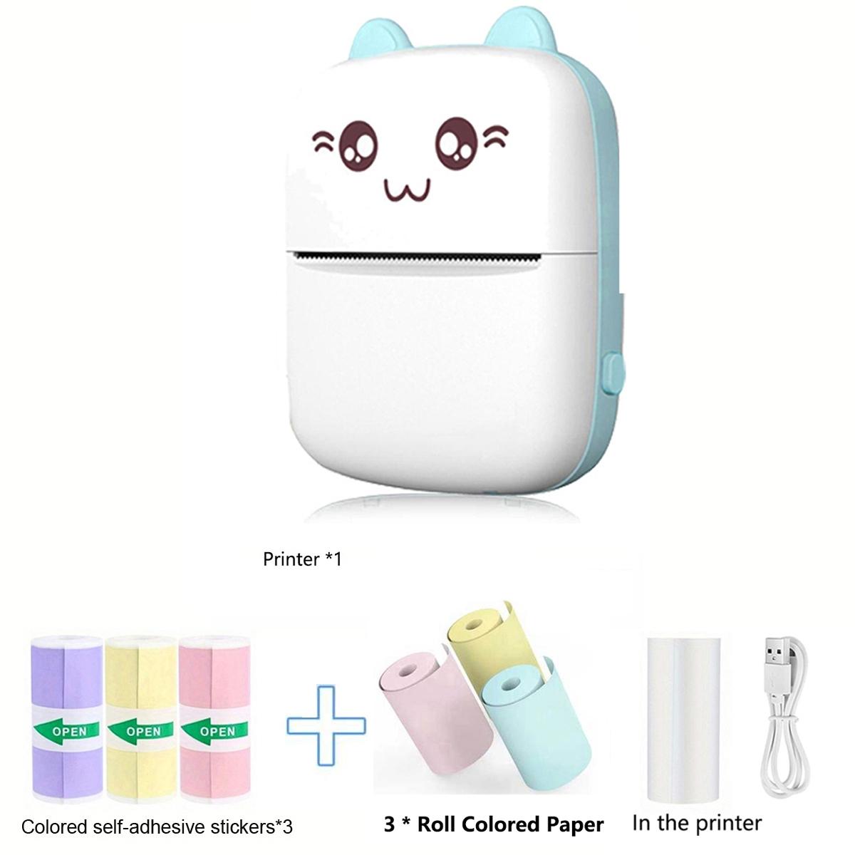 Wireless Mini Printer, Thermal Inkless Sticker Maker, Includes 6 Rolls of Paper, Ideal for Notes, Photos, Lists, School, Office, Home DIY Gifts