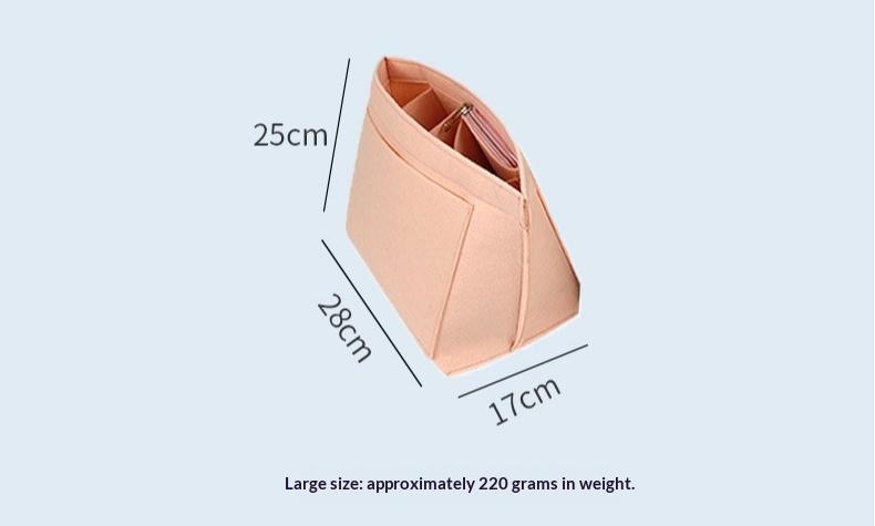 Felt Inner Bag Large Capacity Cosmetic Organizer Bag Thickened Dumpling Shaped Liner Pouch Minimalist Soft Felt Storage Bag Multi Compartment Design Portable Makeup Arrangement Handbag For Daily Commute Travel And Daily Beauty Supplies Storage