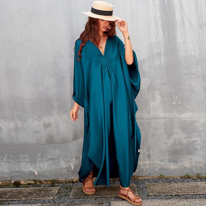 Bsubseach Women Ethnic Print Kaftan Dress , Plus Size All Over Print  TunicDress, Boho Casual V Neck TunicDress for Women, Women's Plus Cover Up,Mrs. Roper Kaftan ，bubu，mumu，Casual Womenswear Maxi Modesty Muslim Clothing Baggy