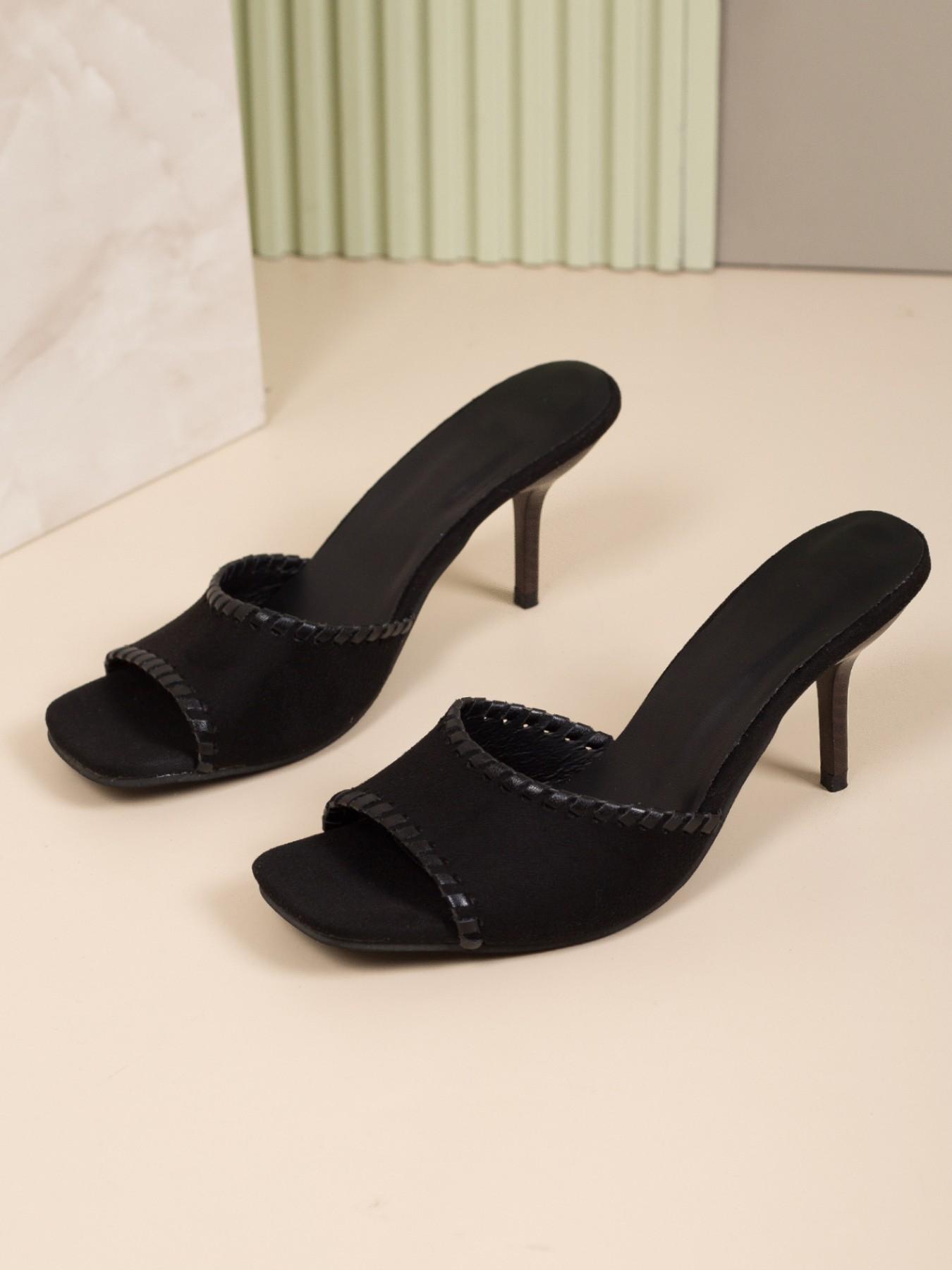 Women's Fashion High Heel Sandals, Summer Outdoor New Square Toe Thin Heel Open-Toe Slippers, Versatile Simple Sandals for Dresses