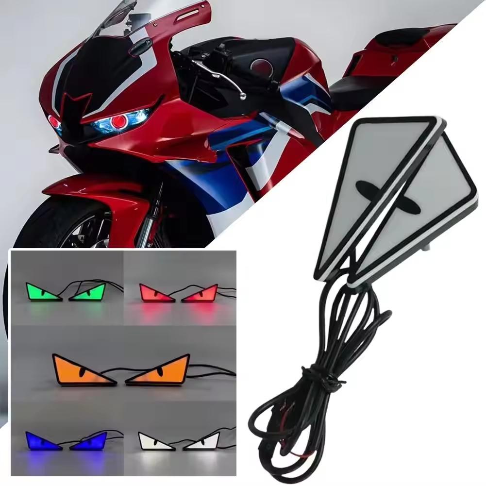 Universal Motorcycle LED Devil'Eyes Lights Demon Eyes Headlight Motorcycle Mini Projector Lens Lamp Car Decoration Lights