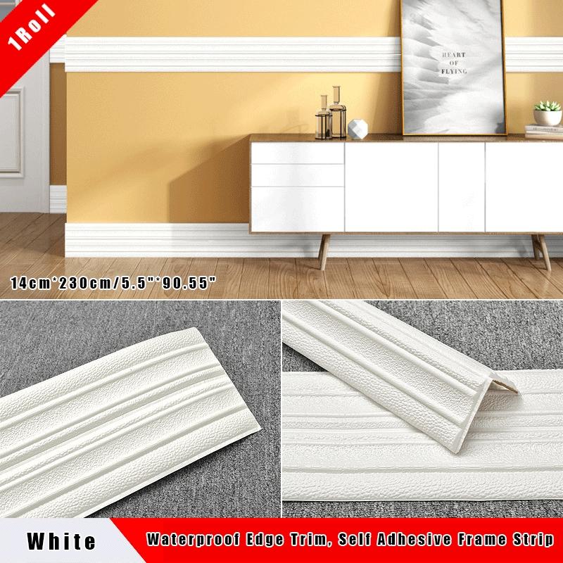 Flexible Thick Foam Peel & Stick Trim, Self Adhesive PVC Wall Border & Ceiling Molding, Removable Skirting Board Edge Strip for Window, Tile Splash Guard, Mirror Edge Home Decor