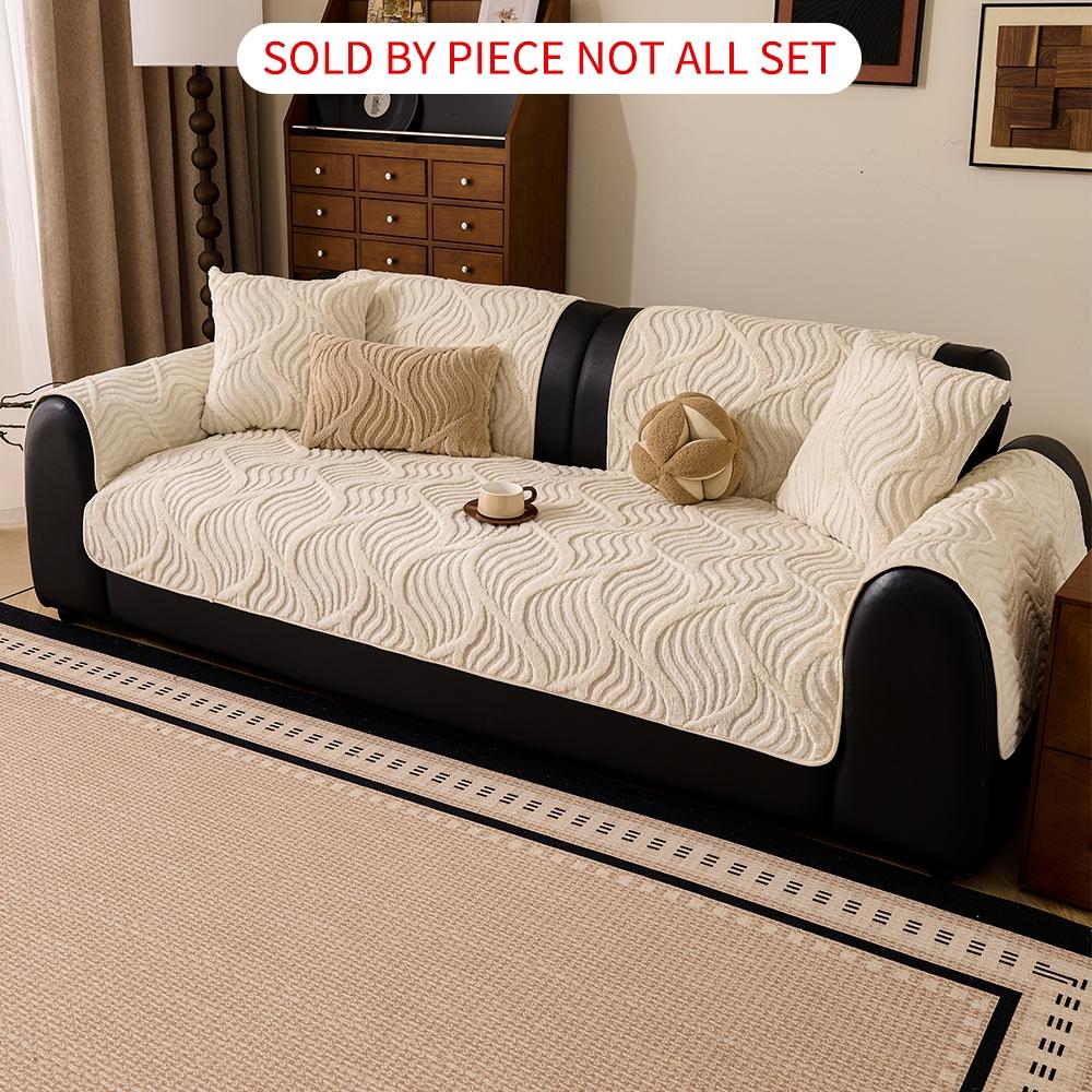 Solid Color Plush Sofa Cushion Cover, Sofa Couch Covers, 1 Count Modern Simple Sofa Slipcover, Non-slip Sofa Protector for Home Living Room Decor