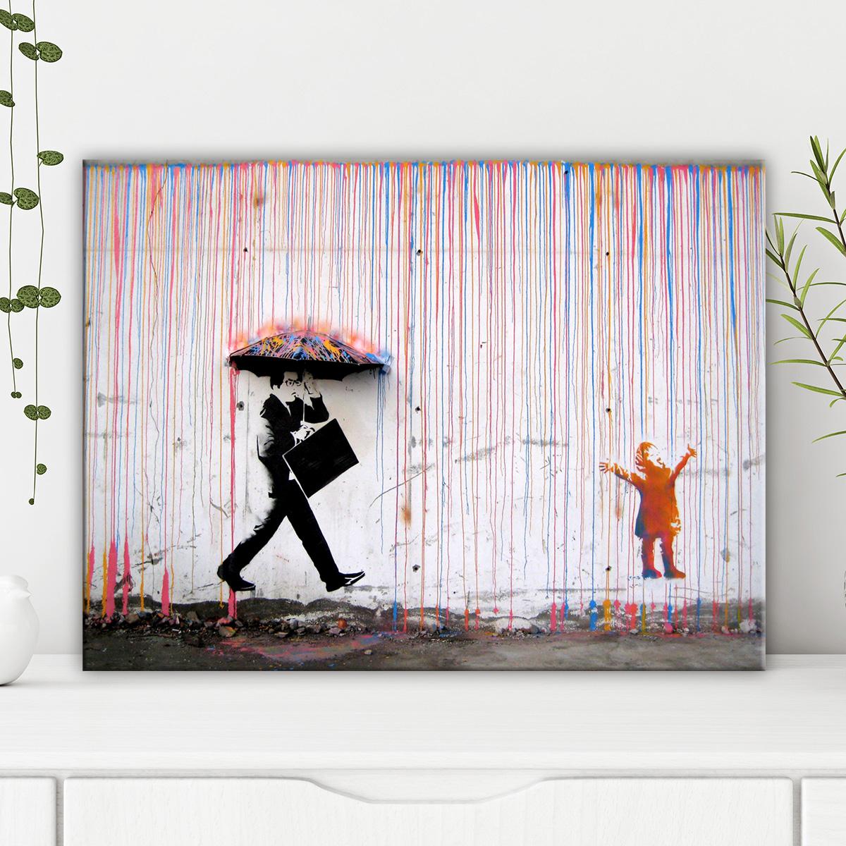 Banksy Style Street Art Poster, Modern Canvas Wall Decor, Solid Wood Frame, Waterproof Print, Ideal Gift, Affordable Home Decoration