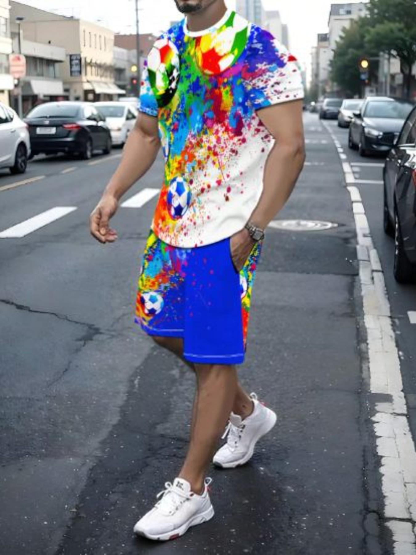 Summer Men's Outdoor Quick-Dry Short Sleeve T-Shirt and Shorts Set, Casual Sports Wear, Ideal for Fitness and Running, 2-Piece