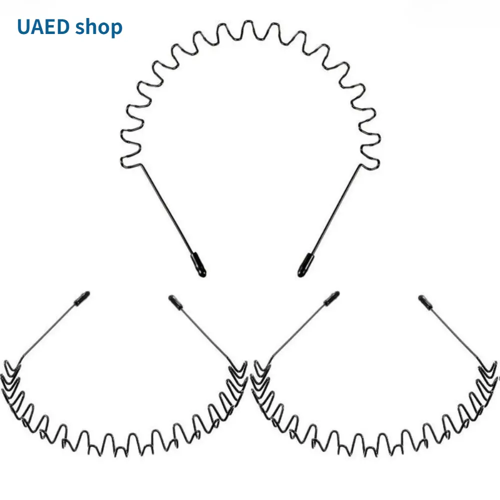 3 Pack Unisex Metal Headbands for Men, Wavy Zigzag Spring Wire Hair Hoop, Non-Slip Fashion Hairband, Adjustable Stretchy Hair Accessory, Suitable for Daily Wear, Workout, Sports and Outdoor Activities